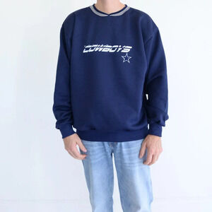 Vintage Majestic Dallas Cowboys Nfl Navy Gray Embroidered Pullover Sweater L